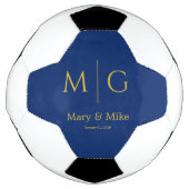 Elegant Monogram Couple Name Navy Voetbal (Voorkant)
