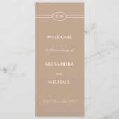 Élégant Monogram Cream Taupe Wedding Programme (Devant)