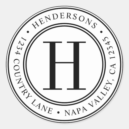 Elegant Monogram | Creëer Uw eigen retouradres Ronde Sticker (Voorkant)