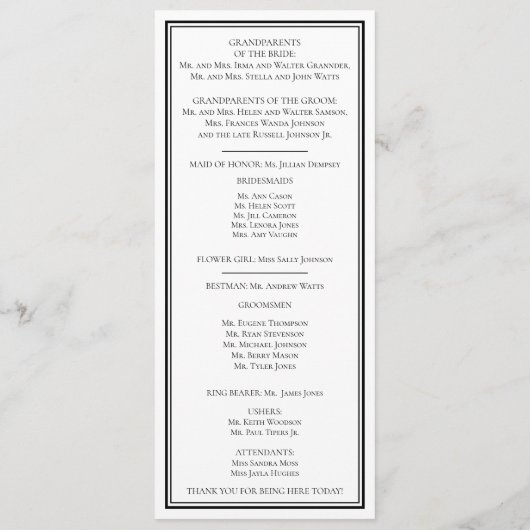 Elegant  Monogram Crest Bruiloft Programma (Achterkant)