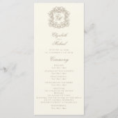 Elegant Monogram Crest Ivory Wedding Program Programma (Voorkant)