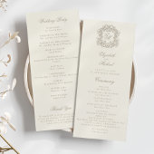 Elegant Monogram Crest Ivory Wedding Program Programma