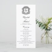 Elegant Monogram Crest Wedding Fotoprogramma Programma (Staand voorkant)
