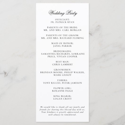 Elegant Monogram Crest Wedding Programma (Achterkant)