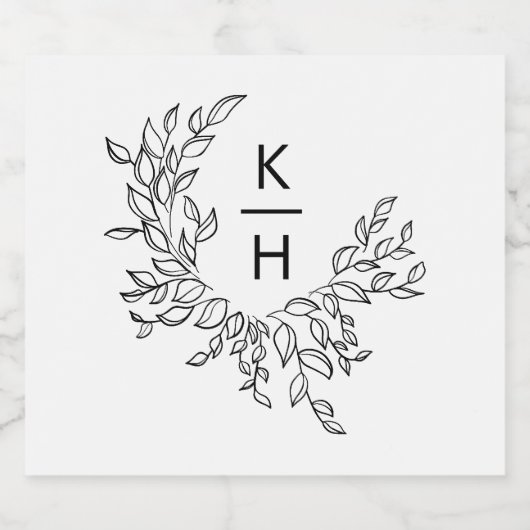 Elegant Monogram Crest Wedding Sparkling Wijnetiket (Enkel label)