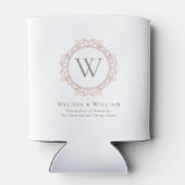 Elegant Monogram Crest Wit Bruiloft Blikjeskoeler (Achterkant)