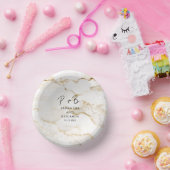 Elegant Monogram Custom Marmer Effect Bruiloft Papieren Kommen (Feest)