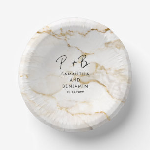 Elegant Monogram Custom Marmer Effect Bruiloft Papieren Kommen