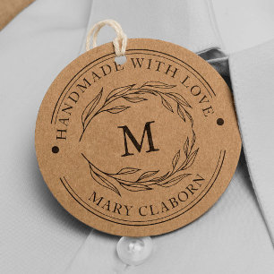 Elegant Monogram Custom Naam Handgemaakt Met Liefd Rubberstempel