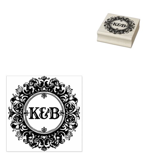 Elegant Monogram Custom Round Wedding Rubber Stamp Rubberstempel (Gestempeld)