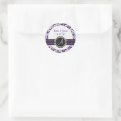 Elegant Monogram Damask bewaart de Datum Stickers (Tas)