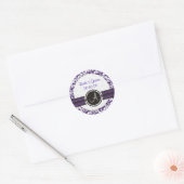 Elegant Monogram Damask bewaart de Datum Stickers (Envelop)