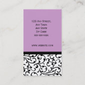 Elegant Monogram Damask Visitekaartje Lila (Achterkant)