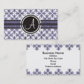 Elegant Monogram Damask Visitekaartjes (Voorkant / Achterkant)