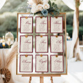 Elegant Monogram Deep red Table Seating Chart Kaart