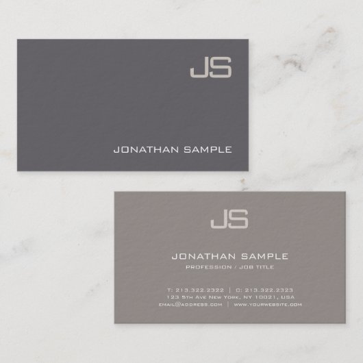 Elegant Monogram Design Modern Plain Luxury Trendy Visitekaartje (Voorkant / Achterkant)