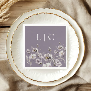 Elegant monogram donkerrode paarse waterverf servet