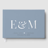 Elegant Monogram Dusty Blue Wedding Gastenboek (Voorkant)