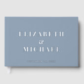 Elegant Monogram Dusty Blue Wedding Gastenboek (Voorkant)