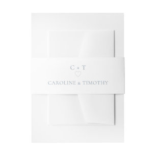Elegant Monogram Dusty Blue Wedding Uitnodigingen Wikkel