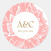 Elegant Monogram Dusty Pink Floral Wedding Sticker (Devant)