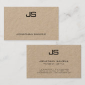 Elegant monogram echt kraftpapier modern visitekaartje (Voorkant / Achterkant)