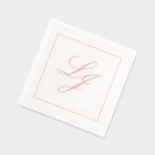 Elegant Monogram Eenvoudig Script Trouwen Roos Gou Folie Servetten (Links)