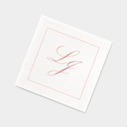 Elegant Monogram Eenvoudig Script Trouwen Roos Gou Folie Servetten (Links)