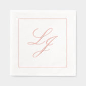 Elegant Monogram Eenvoudig Script Trouwen Roos Gou Folie Servetten (Voorkant)