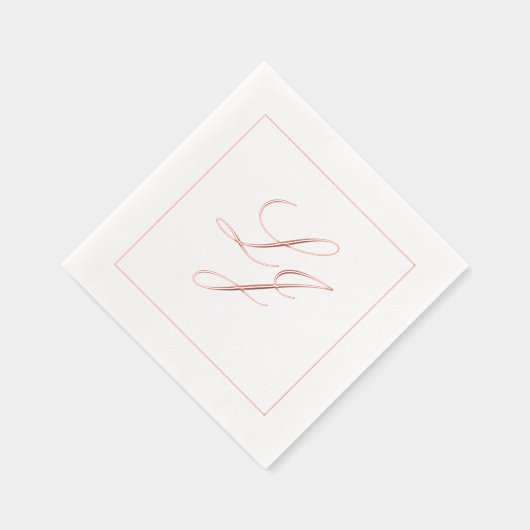 Elegant Monogram Eenvoudig Script Trouwen Roos Gou Folie Servetten (Rechts)