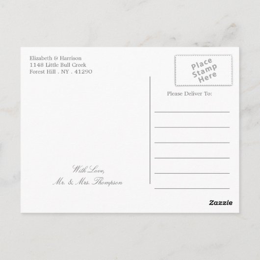 Elegant monogram en Blauwgroen Scallop Beach Wedde Briefkaart (Achterkant)