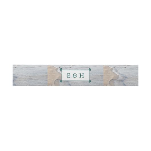 Elegant monogram en Blauwgroen Scallop Beach Wedde Uitnodigingen Wikkel (Vlak)