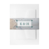 Elegant monogram en Blauwgroen Scallop Beach Wedde Uitnodigingen Wikkel (Voorkant Voorbeeld)