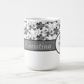 Elegant Monogram en Floral Pattern Koffiemok (Center)