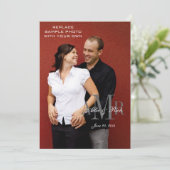 Elegant Monogram en Foto Wedding Invitations Kaart (Staand voorkant)