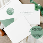 Elegant Monogram en Green Waterverf Wedding All In One Uitnodiging