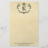 Elegant monogram en naam | Aangepast papier (Voorkant)