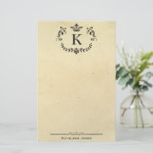Elegant monogram en naam | Aangepast papier (Staand voorkant)
