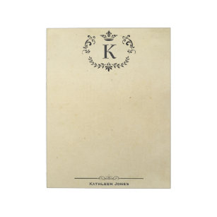 Elegant monogram en naam   Aangepast  papier Notitieblok
