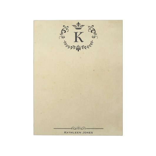 Elegant monogram en naam | Aangepast papier Notitieblok (Gedraaid)