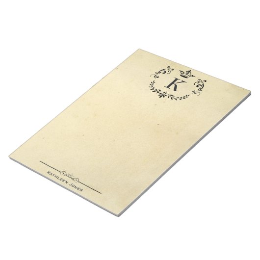 Elegant monogram en naam | Aangepast papier Notitieblok (Schuin)