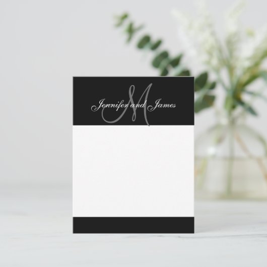 Elegant Monogram en Namen Newly Wed Note Cards Kaart (Staand voorkant)