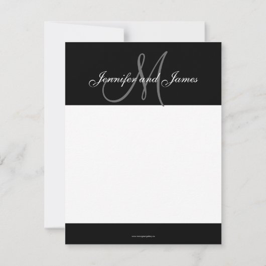 Elegant Monogram en Namen Newly Wed Note Cards Kaart (Achterkant)