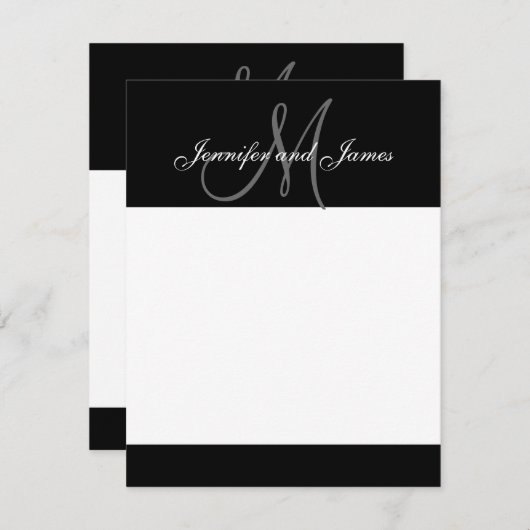 Elegant Monogram en Namen Newly Wed Note Cards Kaart (Voorkant / Achterkant)