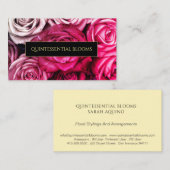 Elegant monogram en roze roze rozen Florist Visitekaartje (Voorkant / Achterkant)