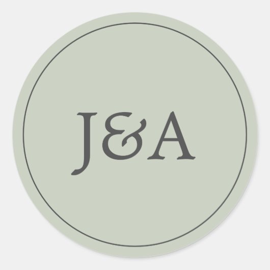 Elegant Monogram Eucalyptus Groene Envelop Afdicht Ronde Sticker (Voorkant)