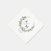 Elegant, monogram, eucalyptuskrans servet (Hoek)