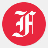 Elegant monogram F Ronde Sticker (Voorkant)