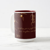 Elegant Monogram Familie Kerst Mok met bericht (Voorkant links)