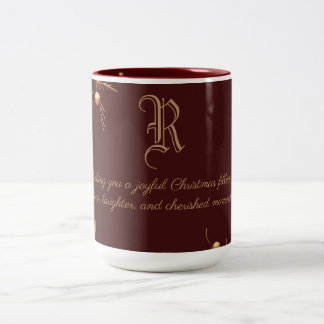 Elegant Monogram Familie Kerst Mok met bericht
